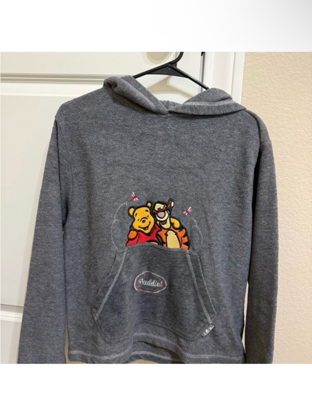 Disney vintage y2k Winnie The Pooh Eeyore Tigger gray fleece pullover hoodie